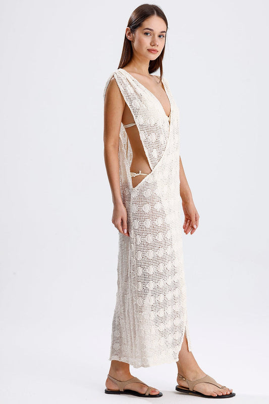 SOLEIL FLUID KNIT DRESS-ECRU