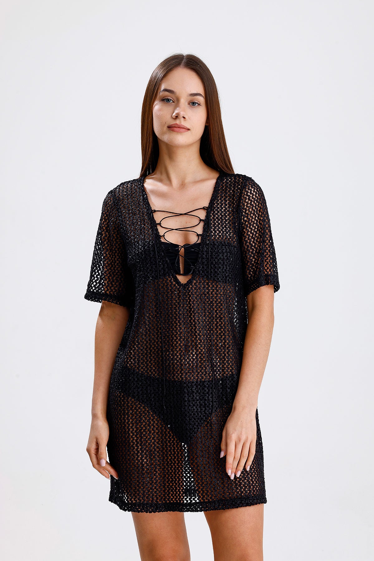 Knit Siyah Kısa Elbise