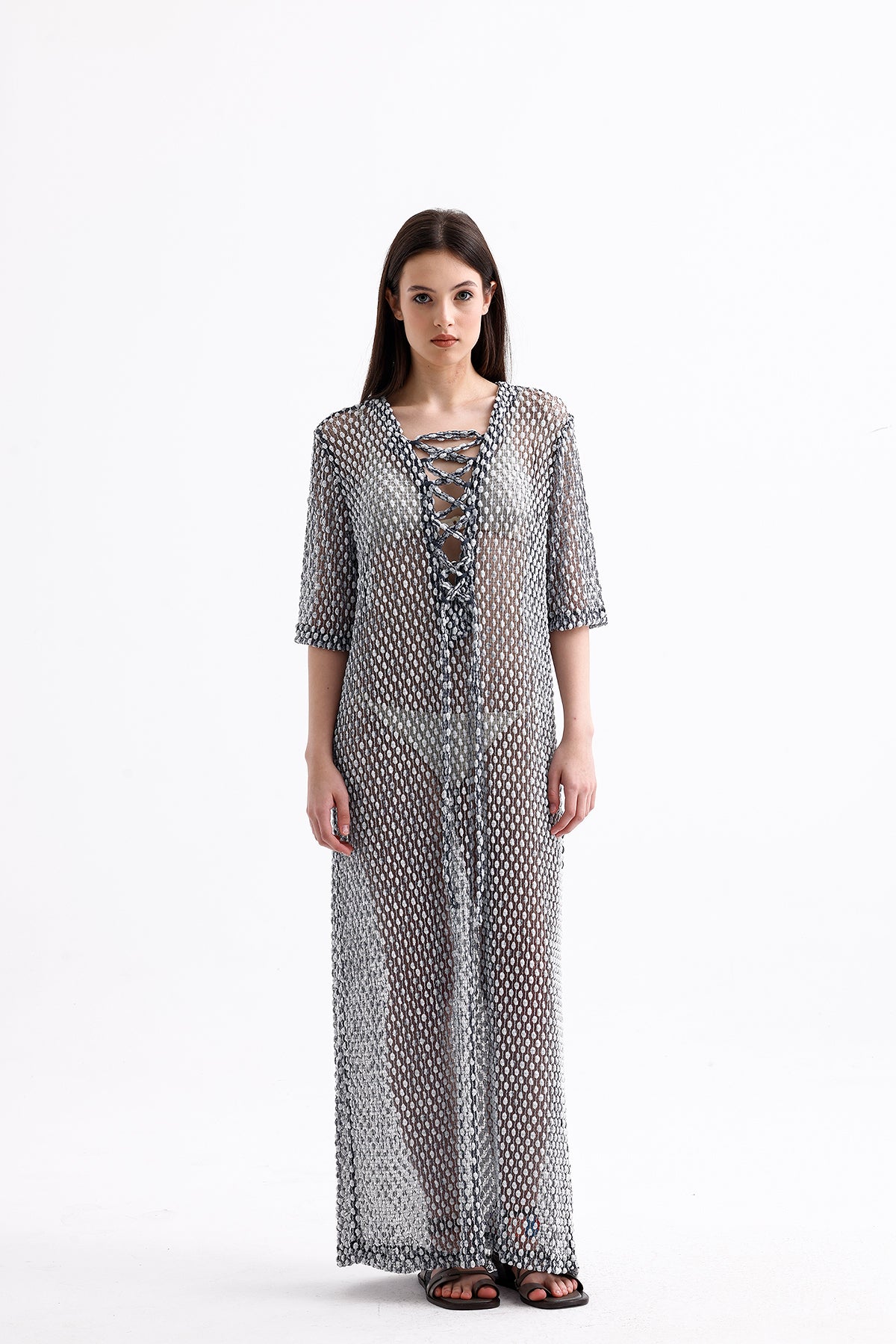 Pearl Lacivert Kaftan Elbise