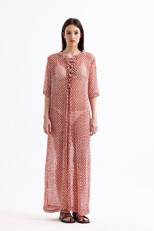 Pearl Kırmızı Kaftan Elbise