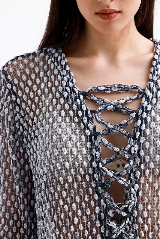 Pearl Lacivert Kaftan Elbise