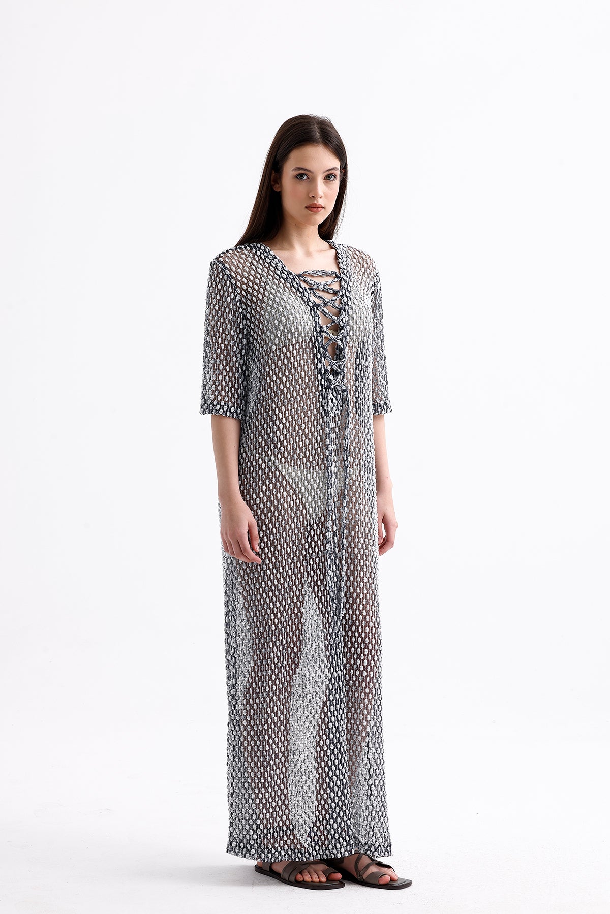 Pearl Lacivert Kaftan Elbise