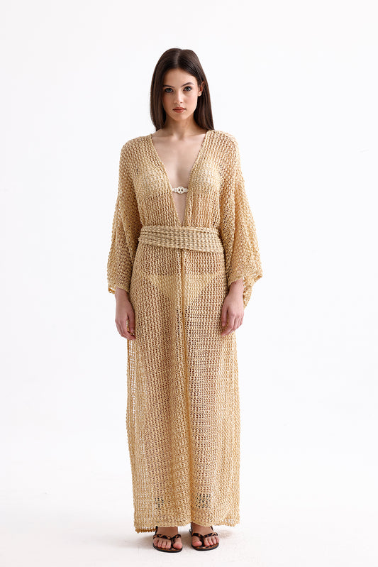 Bej Uzun Kimono
