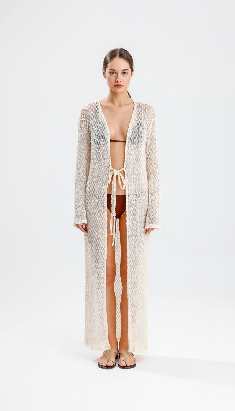 LUISA TIE-FRONT KIMONO-ECRU